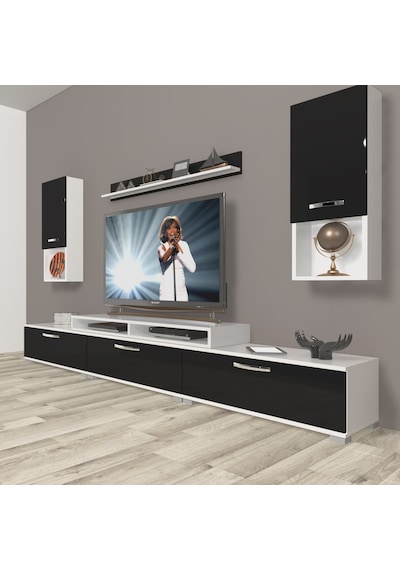 Decoraktiv Ekoflex 270da Mdf Tv Ünitesi Tv Sehpası Beyaz - Siyah