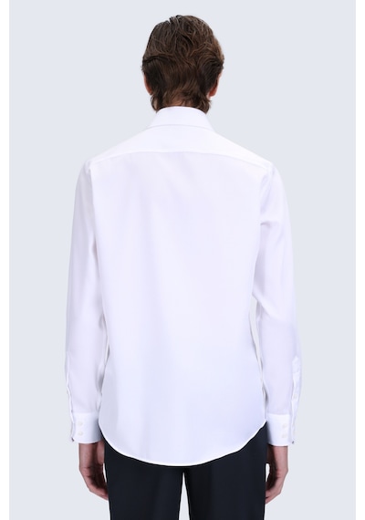 Hatemoğlu Beyaz Comfort Fit Slim Yaka Uzun Kollu Non Iron Saten Gömlek