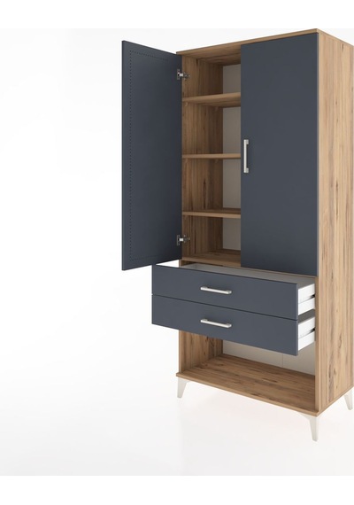 Hyperion Dolap 4 Raflı 2 Çekmeceli 2 Kapaklı 88x44x195 Çam-an... Çam