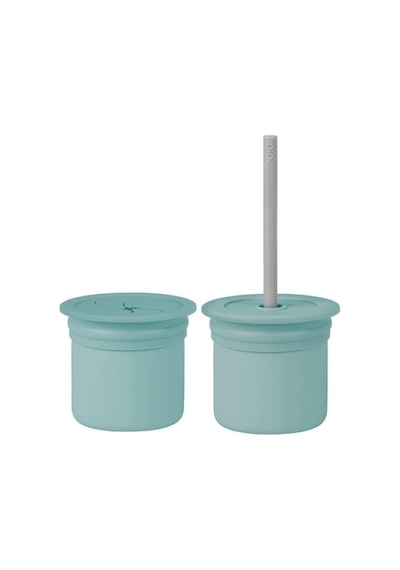 Oioi Ham+hüp Pipetli Silikon Bardak Seti Aqua Green / Powder Grey Çok Renkli - Çok Renkli