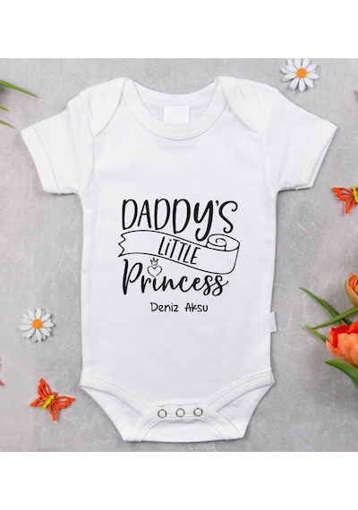 Bitmeyenkartus Bk Kids Isimli Daddy'S Little Princess Tasarımlı Bebek Body Zıbın Beyaz