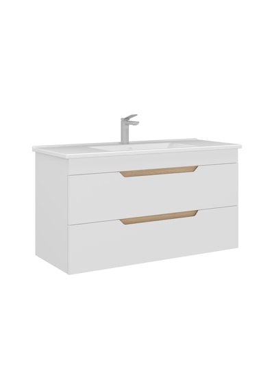 Orka Lena 100 Cm Mat Beyaz Çekmeceli Banyo Dolabı Alt Modül Lavabo Beyaz