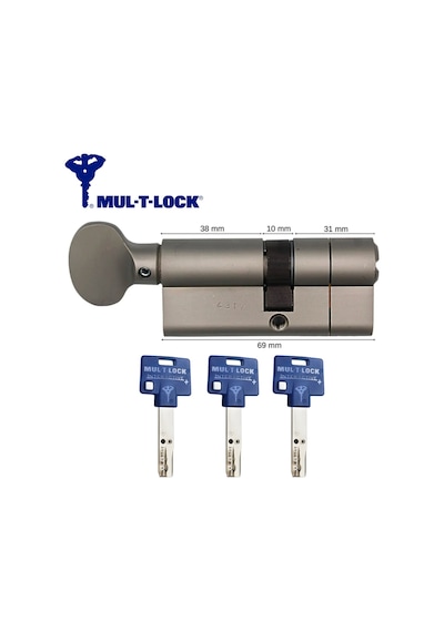 Mul-t-lock Bilyalı Barel Tuzaklı Kgb 69 Mm 7x7 Saten 3 Anahtar
