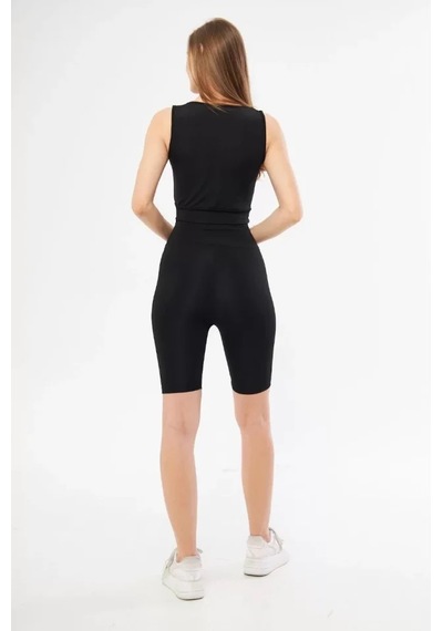 Nnstartshopping Kolsuz Dalgiç Baskılı Crop - Siyah Siyah