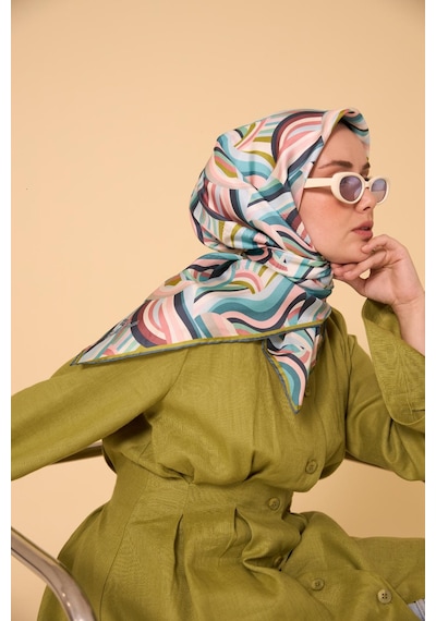 Silk Home Twill İpek Eşarp 11471-25 Su Yeşili, Pembe, Yeşil, Beyaz, Gri