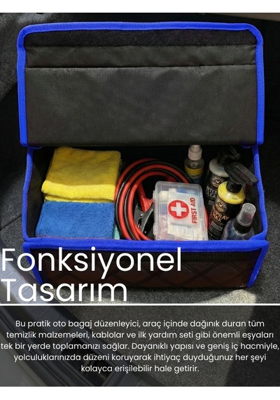 Araç Bagaj Düzenleyici Organizer Tay Tüyü Kaymaz Cırt Bantlı Geniş Hacimli Çanta A2