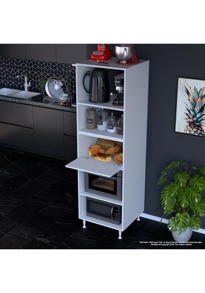 Modilayn Silva Loya 1 Kapaklı 59,6 X194,6 X56 Cm Özel Ölçü Kapaklı Mini Midi Mikrodalga Fırın Dolabı