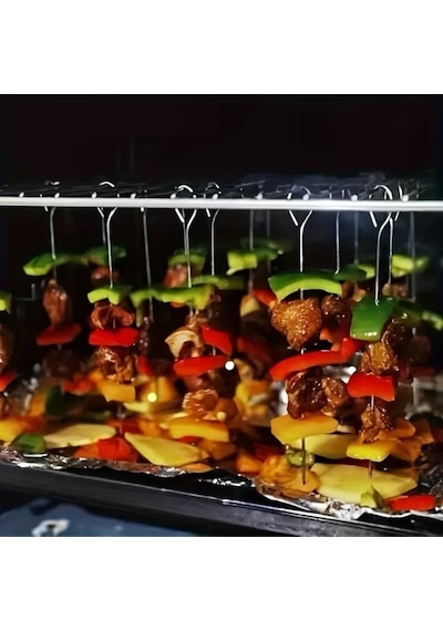 10 Adet Paslanmaz Çelik Mangal Şişi Seti 20 Cm Metal Çöp Şiş Ve Izgara Şişleri Çok Renkli