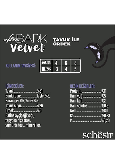 Schesir After Dark Mousse Tavuk Ve Ördek Etli Tahılsız Yetişkin Kedi Konservesi 80 Gr