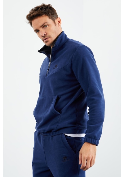 Tommy Life İndigo Yarım Fermuar Dik Yaka Lastik Paça Polar Erkek Eşofman Takımı - 85159 İndigo