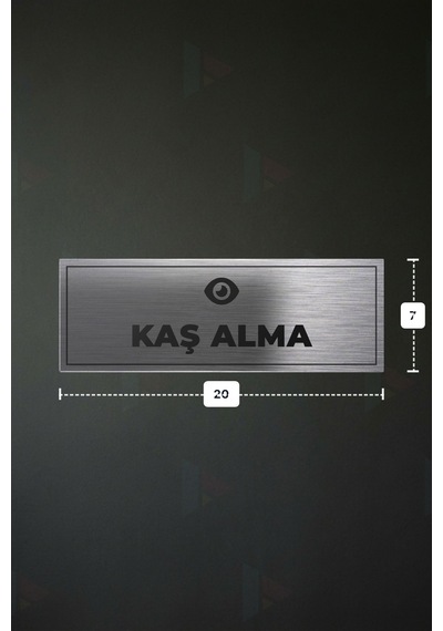 Kaş Alma Yazılı - Metal - Gümüş Renk - Kapı İsimliği - 20x7 Cm