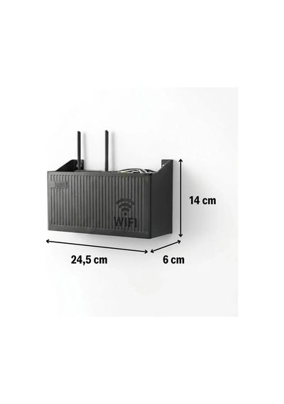 Duvar Tipi Wi-fi Modem Saklama Kutusu Siyah Kablo Düzenleyici Router Raf Organizer Bx40