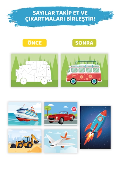 Mert Bebek Sticker Puzzle Kitabı Taşıtlar 4-6 Yaş 170+ Sticker Eğitici Aktivite Kitabı