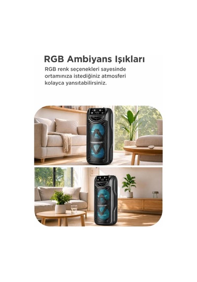 Bluetooth Hoparlör Rgb Işıklı 3 Inc Taşınabilir Parti Speaker Gts-1557 Siyah - 886041913