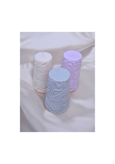 Organik Dalga Desenli Büyük Soya Mum El Yapımı Kokulu 330 Gr Premium Dekoratif Mum Mor - 714840401 Mor