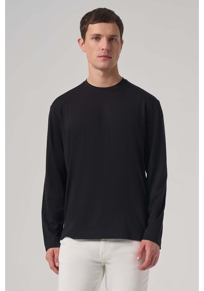Morven Erkek Siyah Trend Bisiklet Yaka Rayon Sweatshirt 26ks063005001 Siyah