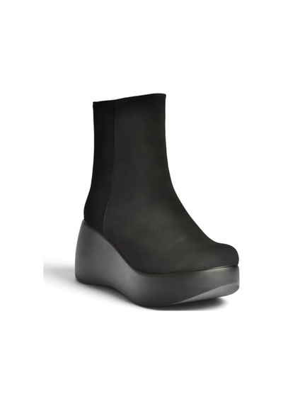 Fox Shoes Z946051901 Siyah Nubuk Dolgu Tabanlı Kadın Bot