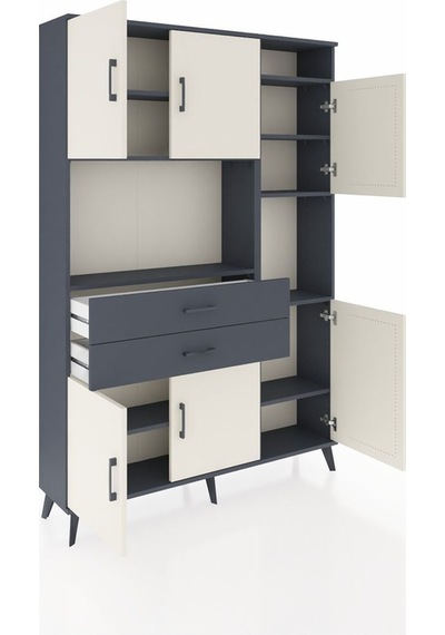 Arges Dolap 9 Raflı 2 Çekmeceli 6 Kapaklı 132x30x195 Antrasit-aytaşı/antrasit Aytası/antrasıt Arges Dolap 9 Raflı 2 Çekmeceli 6 Kapaklı 132x30x195 Antrasit-aytaşı/antrasit Aytası/antrasıt