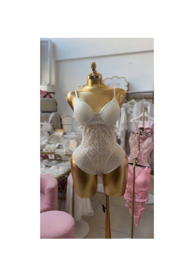 Mh Moony Homewears Beyaz Saten Sabahlık Destekli Tulum Beyaz