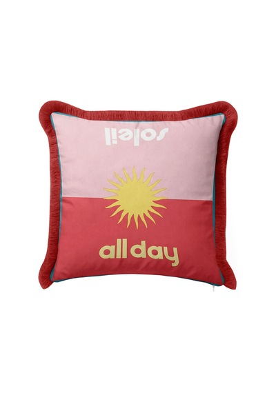 Güneş Motifli All Day Saçaklı Yastık Kılıfı-retro Solar Pembe Kırmızı Bordo Püsküllü Kırlent Kılıfı Derin Sahil Nektar