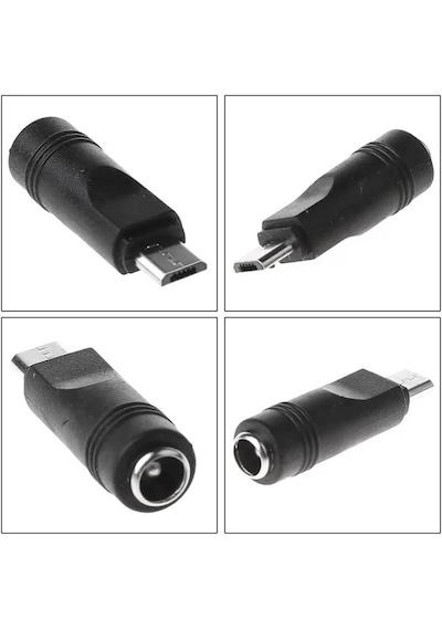 Koodmax - Micro Usb Erkek To Dc 5.5 2.1mm Dişi Soket Çevirici - Dc Güç Adaptörü Fişi Dönüştürücü