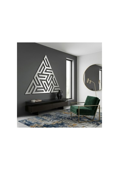 Üçgen Labirent - Metal Duvar Tablosu - Metal Duvar Sanatı - Bronz - 65 X 75 Cm