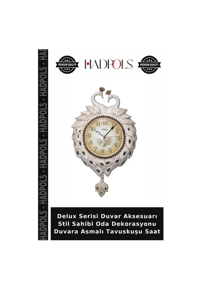 Delux Serisi Duvar Aksesuarı Stil Sahibi Oda Dekorasyonu Duvara Asmalı Tavuskuşu Saat Diğer