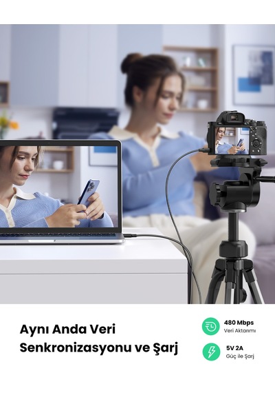 Ugreen Mini Usb Data Ve Şarj Kablosu 50 Cm, Siyah, 10354