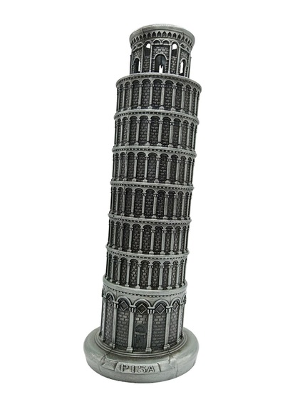 Vintage Metal İtalya Pisa Kulesi Gümüş 18 Cm