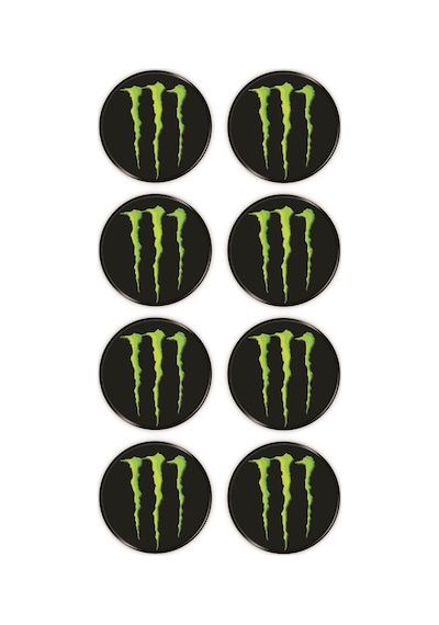 Monster Logo 8'Li Koruma Takozu 3D Sticker Etiket Siyah