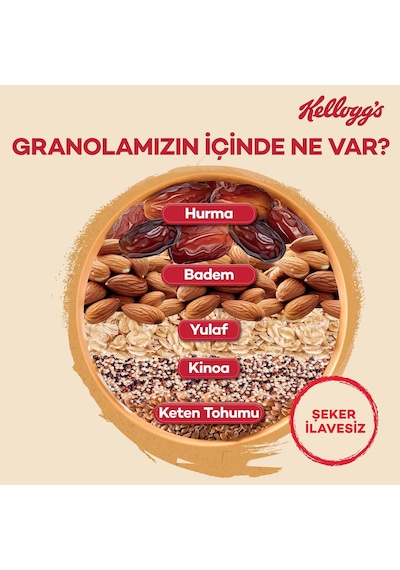 Kellogg's Şeker İlavesiz Hurmalı ve Bademli Granola 250 G