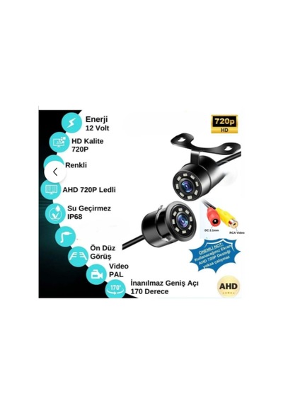 Bawerlink Bw-47 720p Ahd Kelebek Araç Geri Görüş Kamerası Beyaz Ledli Ip68 Su Geçirmez 170 Geniş Açı