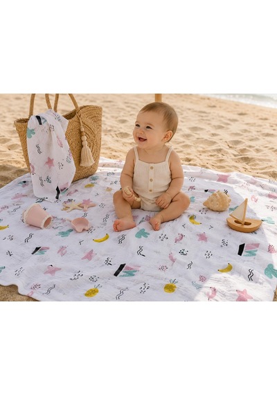 Minora%100 Pamuk Müslin Bebek Örtüsü Çok Amaçlı Müslin Battaniye - 100 X 100 Cm Beyaz-pembe-turkuaz-sarı Çok Renkli