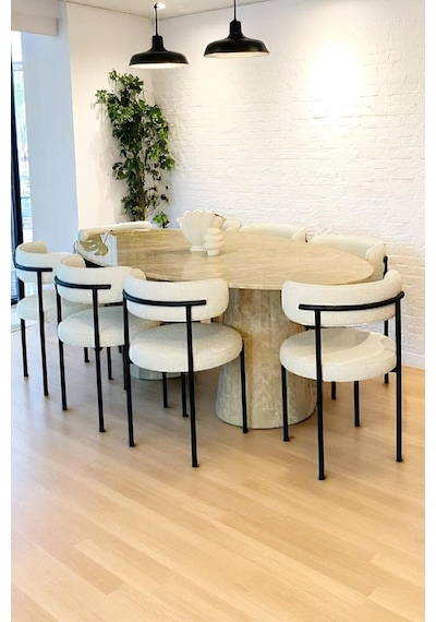 8'li Teddy Sandalye Mutfak Sandalyesi Salon Sandalyesi Cafe Restaurant Sandalyesi Beyaz Beyaz