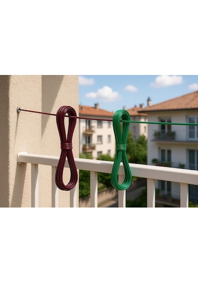 Ayrex 2'li Çelik Çamaşır İpi, Pvc Kaplamalı Paslanmaz Dayanıklı Askı Teli, 10 Metre, Balkon, Bahçe, Banyo Ve D Genel