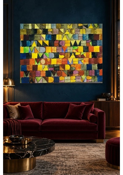 Fida Paul Klee Renkli Harf Kareleri Şiiri Canvas Tablo Çok Renkli