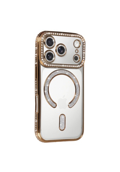 Apple İphone 17 Pro Joke Simli Magneticsafe Kılıf - Gold 0.2M-Çok Renkli