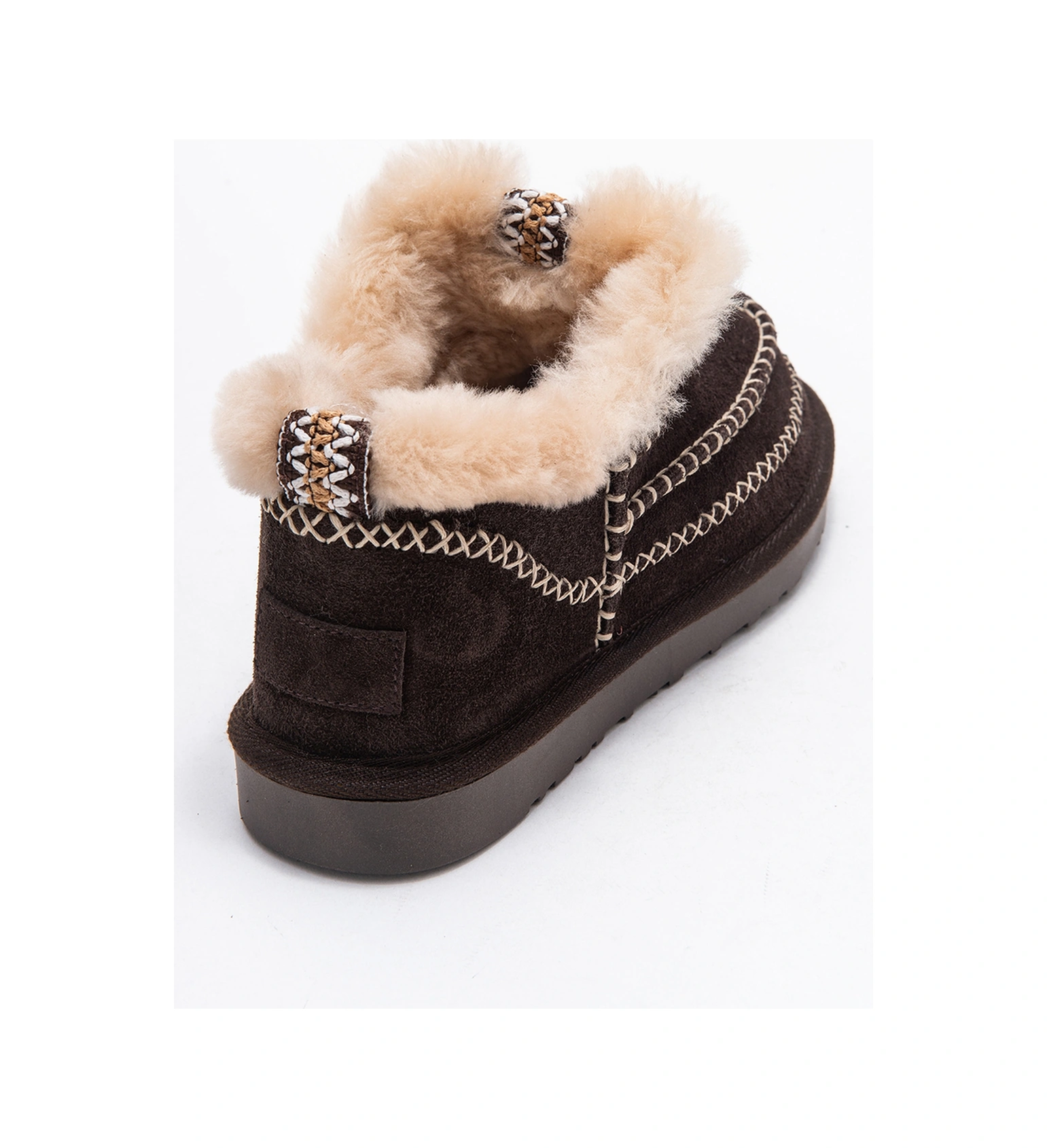 Luvishoes Luvi Shoes Darel Kahverengi Süet Hakiki Deri Dikişli Kürklü Kadın Kısa Bot Süet Kahve