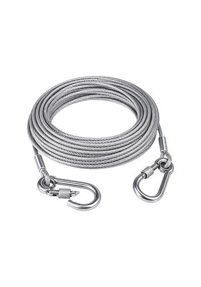 Sn-38108 10 Metre Çelik Köpek Bağlama Halatı Kilitli Karabina Pvc Kaplamalı