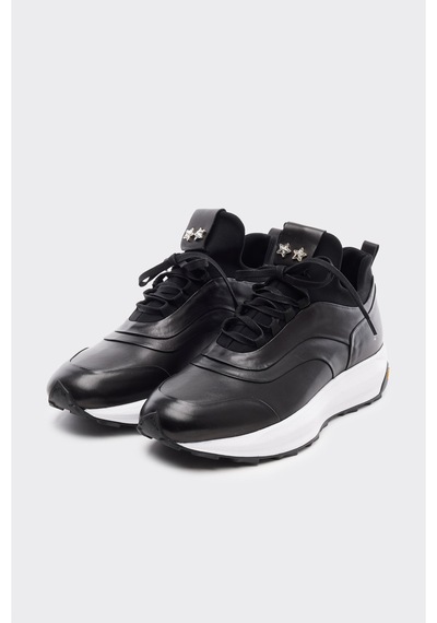 Derinet Hakiki Deri Erkek Sneakers Siyah Siyah