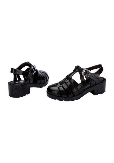Mini Melissa Kız Çocuk Possession Parıltılı Simli İnci Siyahı Sandalet-14476 Siyah