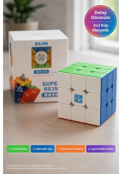 Moyu Super Rs3m 3x3 Manyetik Hız Küpü Stickerless 9 Kademeli Ayarlanabilir Speed Cube Mf8828 5,6 Cm