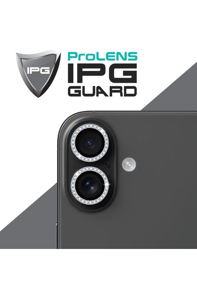 Apple Uyumlu iPhone 16 / 16 Plus İçin Ipg Kamera Lens Koruyucu - Taşlı - Gümüş