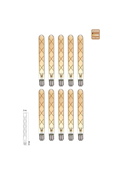 Rustik Led Çubuk Ampul E27 8w 2500k Gün Işığı 10'lu Erd-38