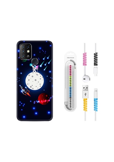 Infinix Hot 9 Kılıf Kablo Koruyuculu Ay Ve Astronot 1694