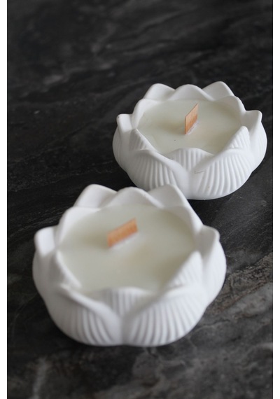 Bernami Mumluk Şamdanpinterest 2'li Lotus Ahşap Fitilli Kokulu Mum Diğer