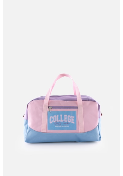 İcone Bag Baskılı Spor Çanta, Cepli Spor Çanta, Fermuarlı Detaylı Çocuk Spor Çanta, Mor - Pembe