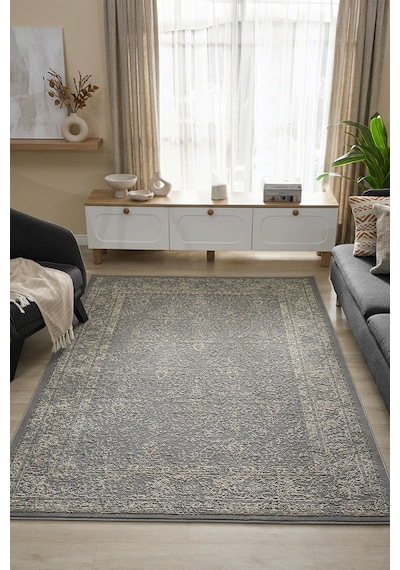 Mariesse Home Asır Serisi Vintage Modern Dokuma Salon Oturma Odası Halısı 1435a-antrasit
