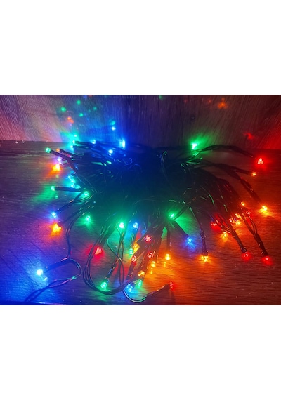 10m 100 Led Pilli 2 Kademeli Rgb Işık Siyah Kablo