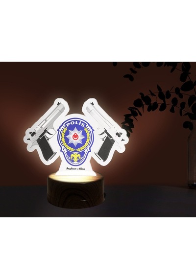 Kişiye Özel Polis Tasarımlı Dekoratif 3D Biblo Led Işıklı Gece La (487038663)
